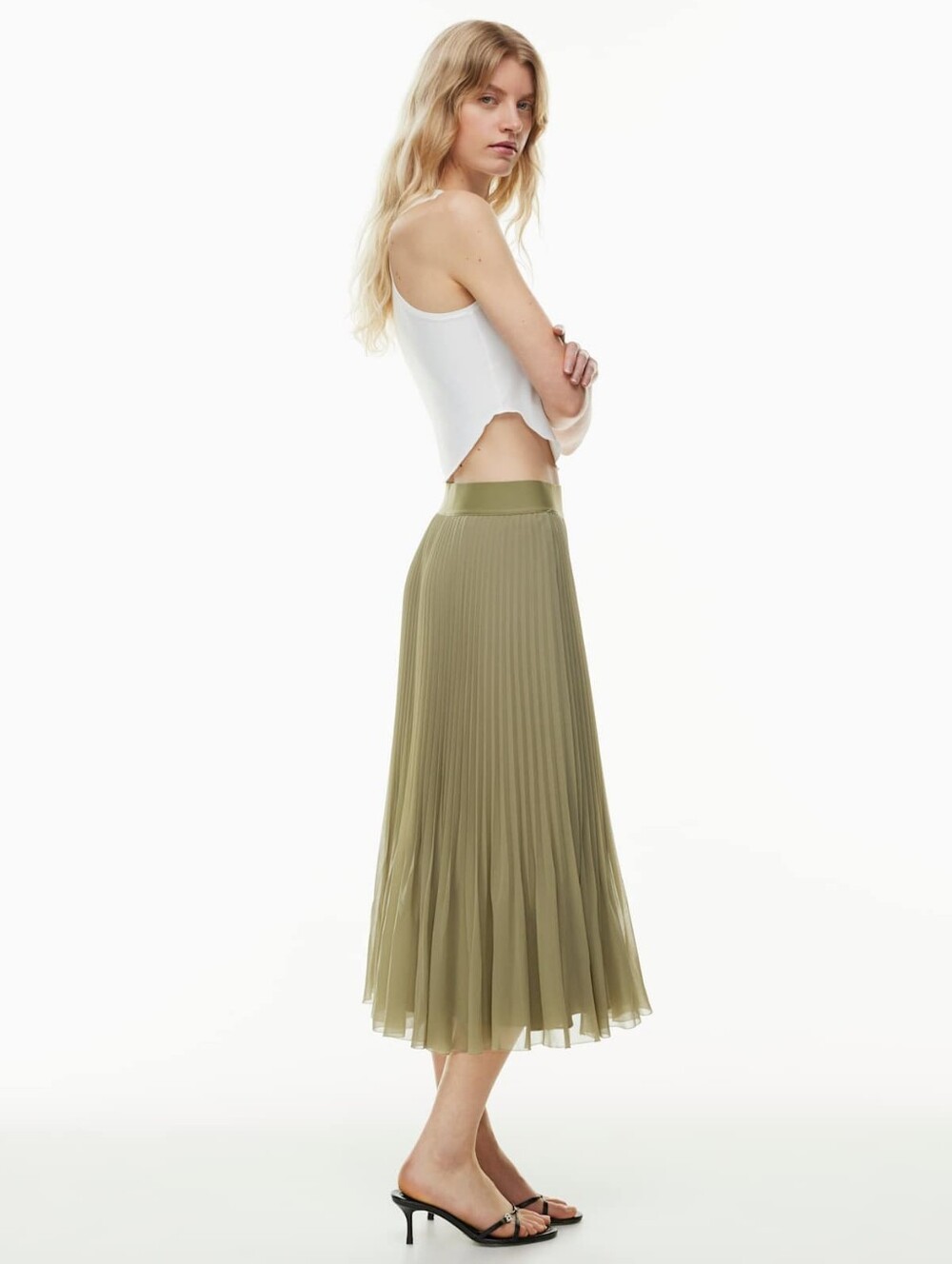Wilfred Twirl Pleated Skirt Small In Bosana Green